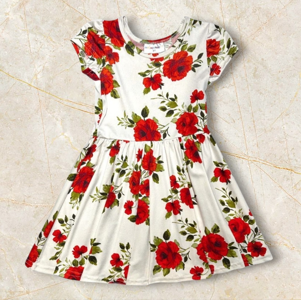 Dot Dot Smile Roses Are Red Cap Dress Girls Size 2T Toddler